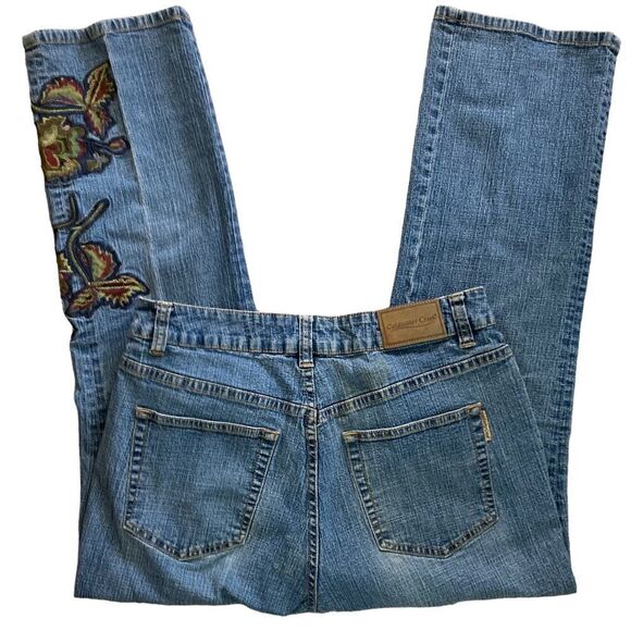 Arden B Vintage Y2K Embroidered Straight Leg Jeans Size 2 Floral Denim - Picture 4 of 9